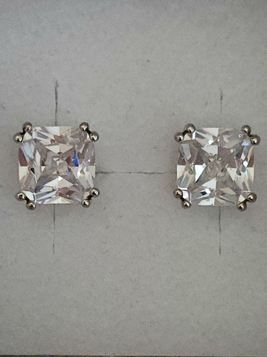 Jewelry - White Gold Toned And Lab Diamond Stud Earrings